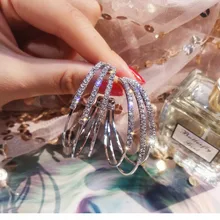 Горячие модные ювелирные изделия Корейские Горячие продажи роскошные хрустальные преувеличенные серьги для ночного клуба большой обруч металлические серьги для женщин подарок