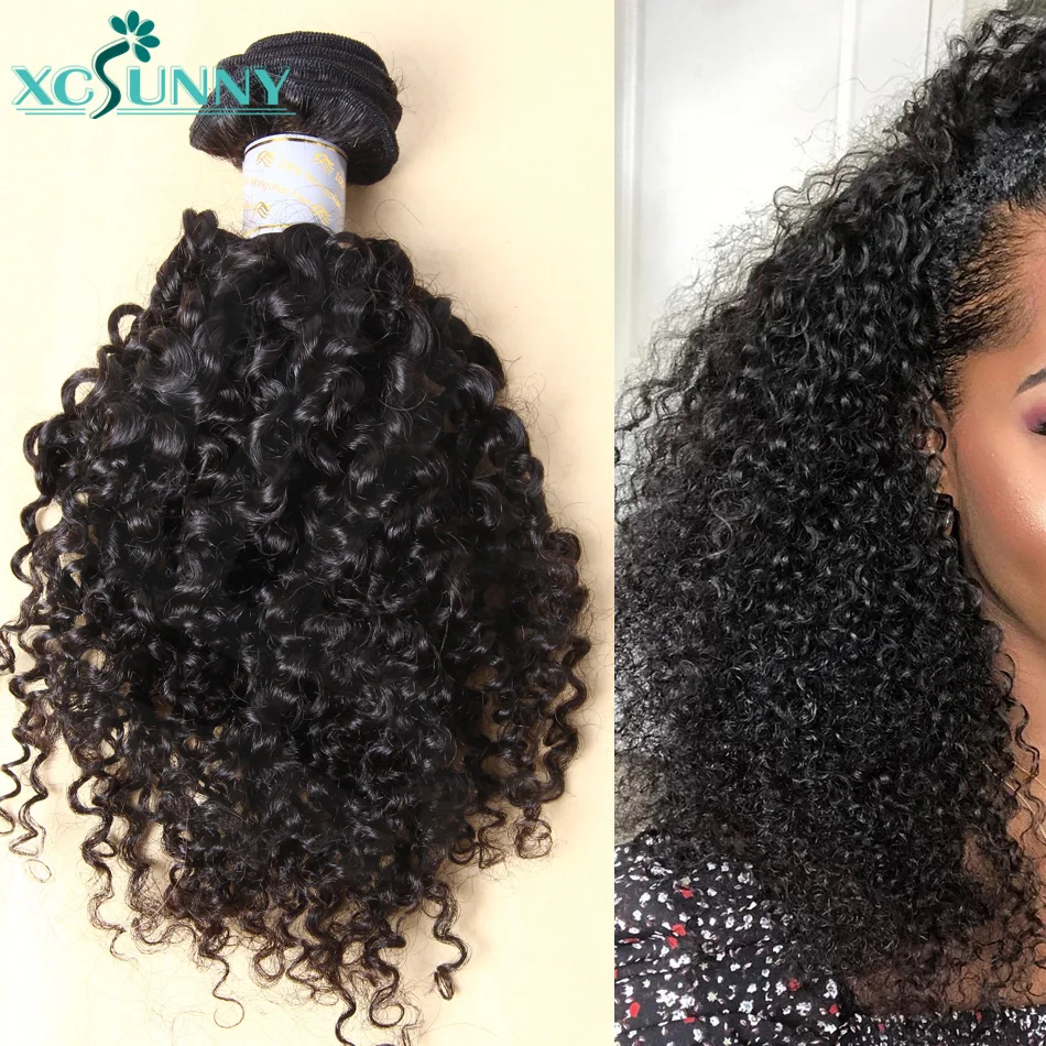 Kinky Curly Bundles Natural Color Mongolian Kinky Curly Hair Weaves Remy Hair Weft 3pcs Human Hair Extensions xcsunny