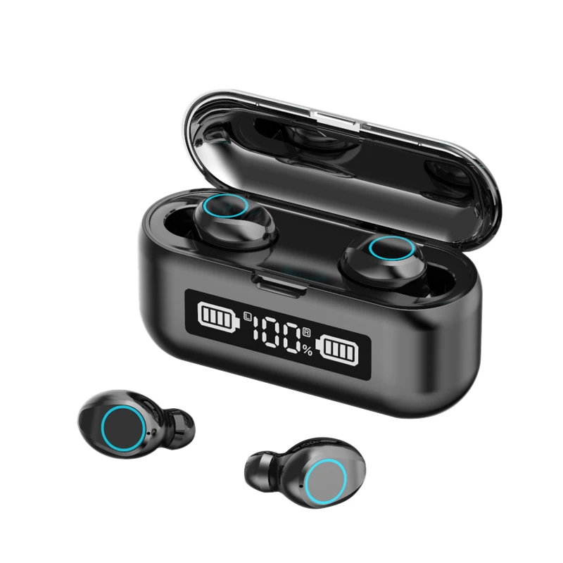 F9 46 LED Wireless Headphones Bluetooth Earphones V5 1 Earbuds TWS Press Control Sport Headset Noise Cancel Earphone