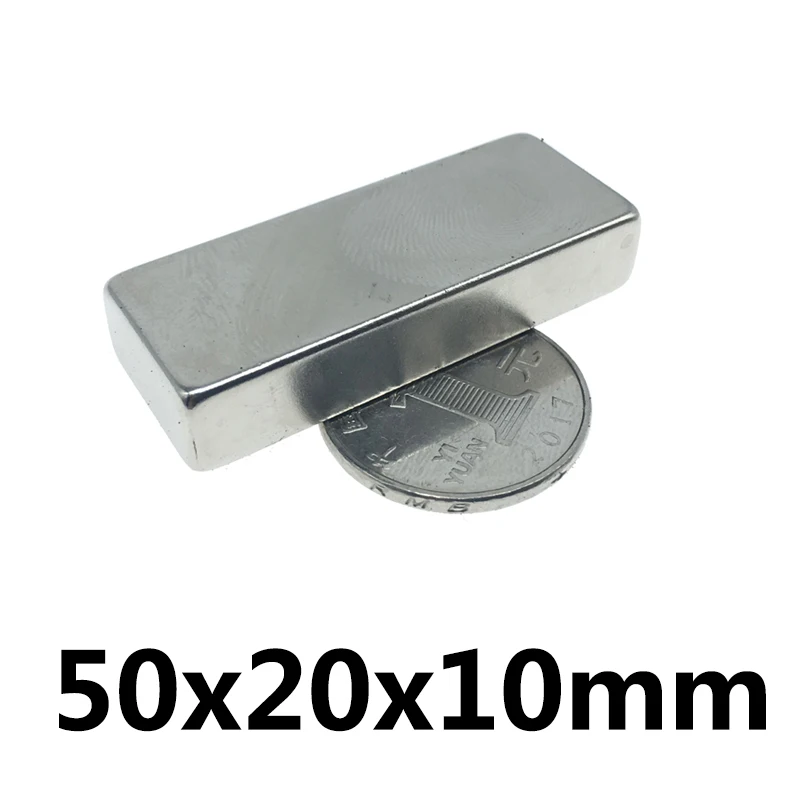 1/2/3 шт 50x20x10 мм N35 Супер Сильные неодимовые магниты постоянный магнитный блок NdFeB