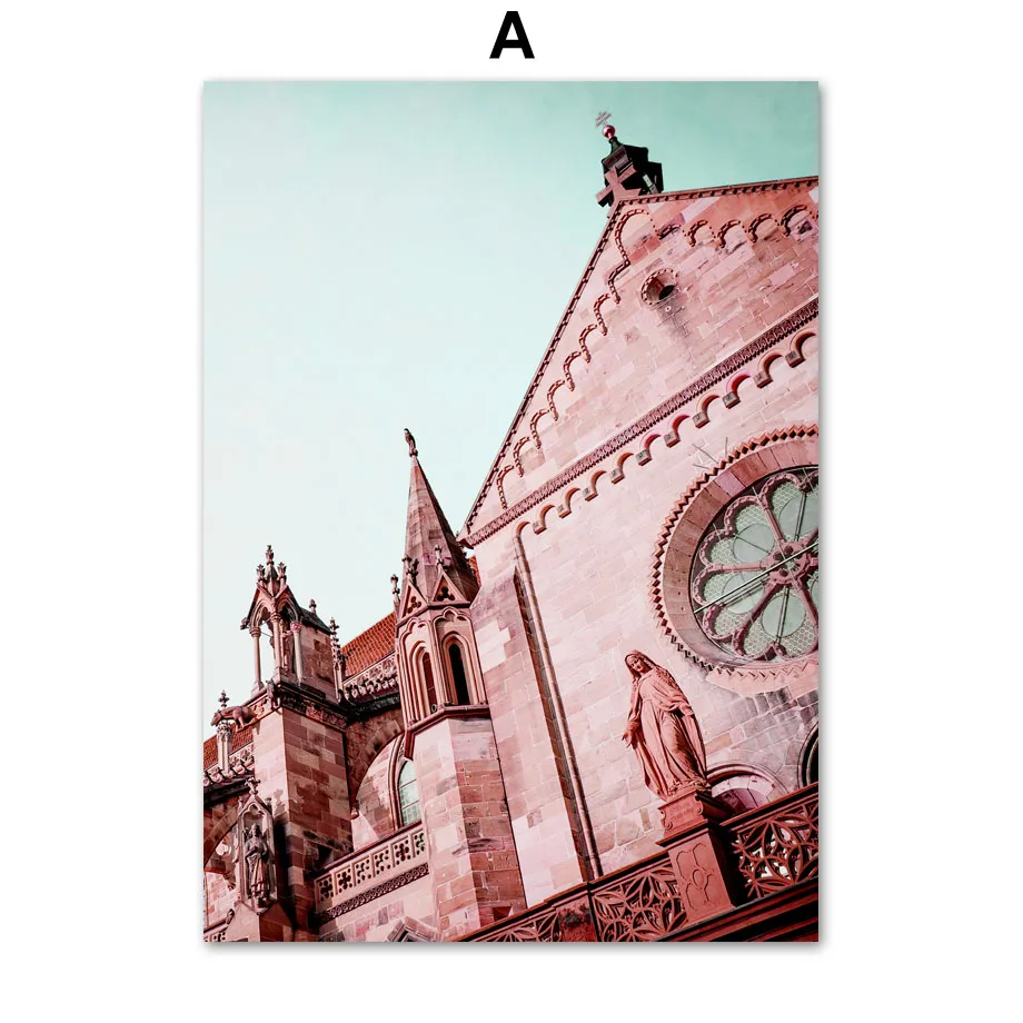 Pink-Sea-Church-Neon-Light-City-Street-Nordic-Posters-And-Prints-Wall-Art-Canvas-Painting-Club (1)