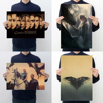 

AIMEER Vintage popular movie the Throne Game Targarye character retro kraft poster nostalgic decorative wall stickers36 * 51cm