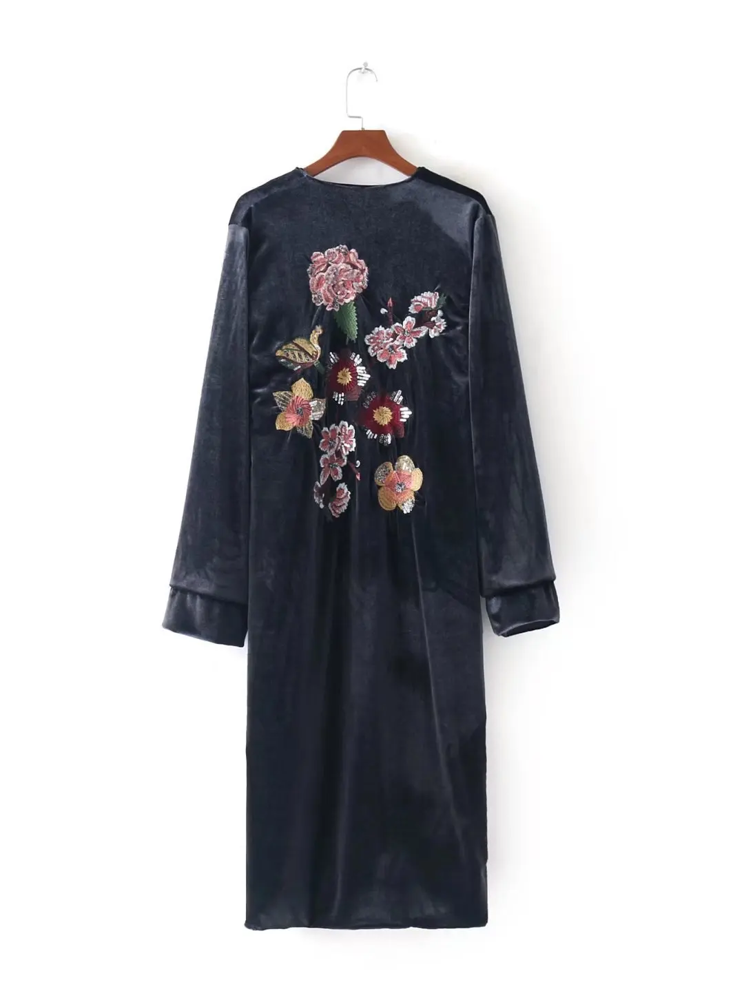 Western Style Autumn And Winter WOMEN'S Dress New Style Velvet Embroidered Long Cardigan