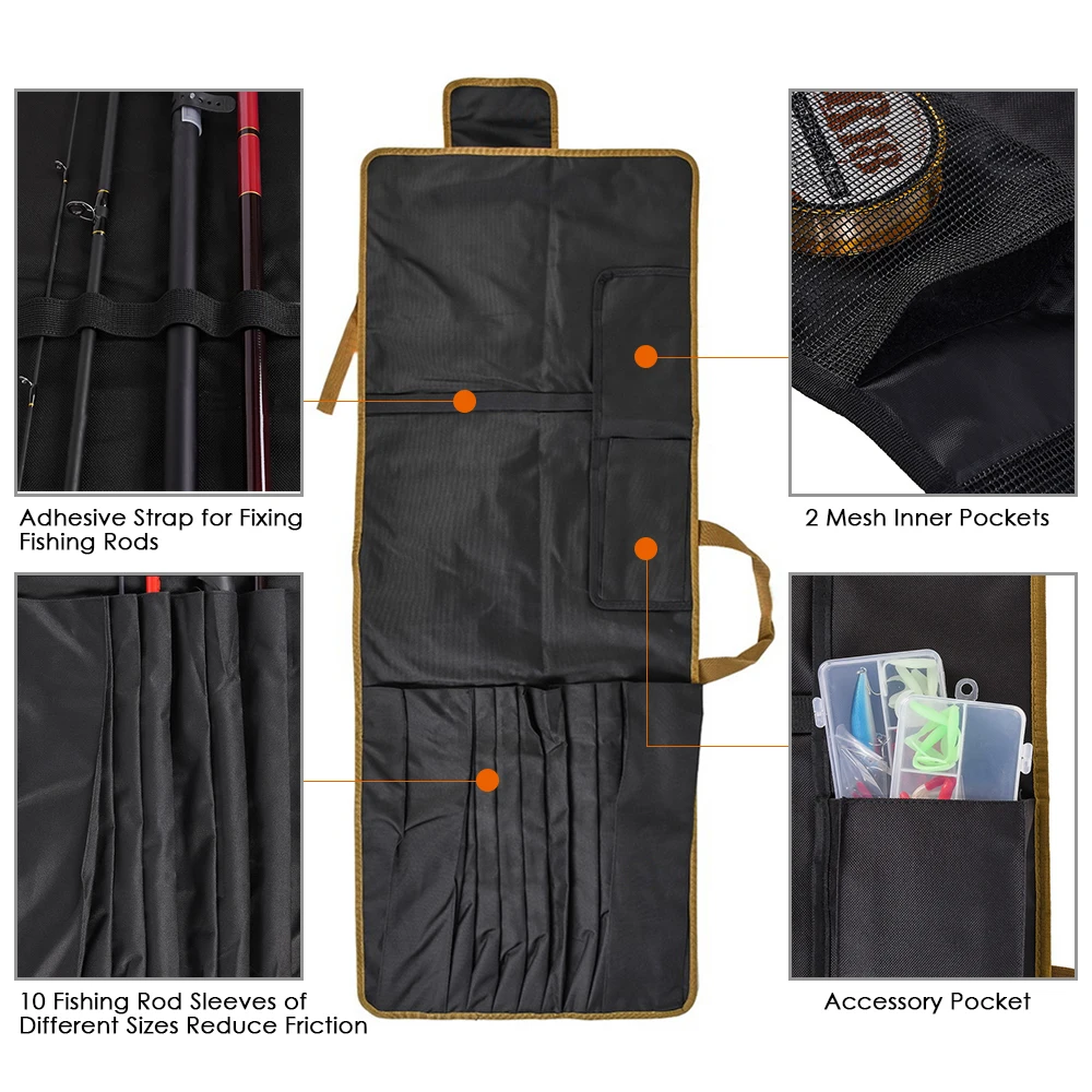 

Hot New Foldable Fishing Rod Cover Bag Outdoor Travel Fishing Tackle Storage Shoulder Bag
