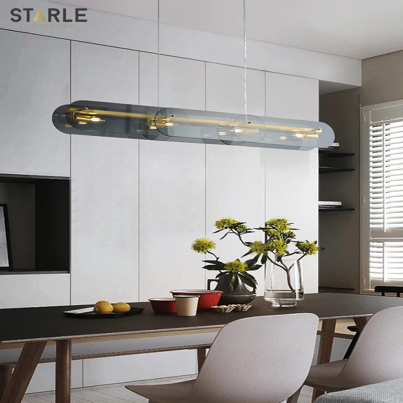

Nordic Modern Pendant Lights Simple Bar Dining Room Living Room Hanging Lamp Copper Glass Creative Long Luxury E14 Pendant Lamp