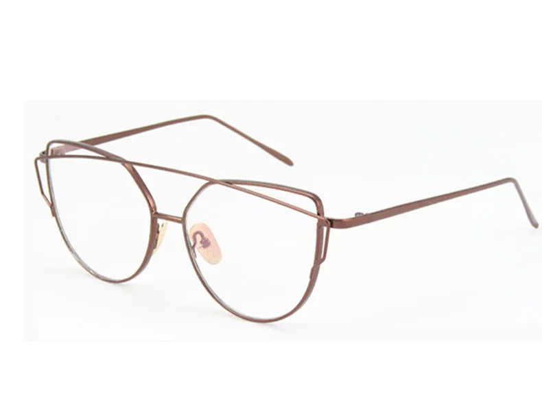 Модный бренд кошачий глаз солнцезащитные очки женские металлические двухлучевые Солнцезащитные очки женские ретро очки с зеркальным покрытием плоская оправа для линз - Цвет линз: 5