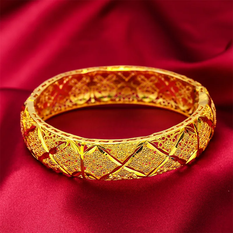 Imitation 999 Real Gold Vietnam Gold Twist Bracelet Female Ancient Method  Inheritance Bracelet Brass Plated Real Gold Wedding