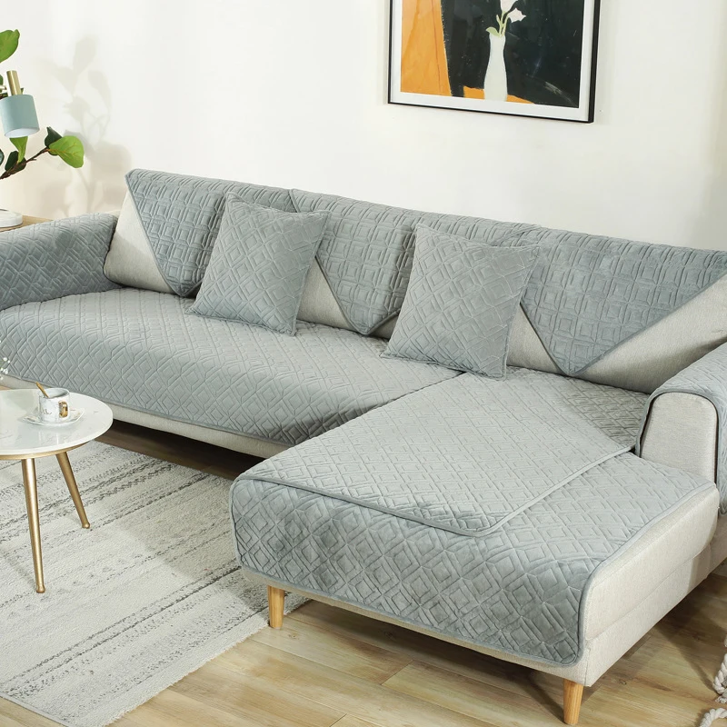 Modern Pineapple Plaid Crystal Plush Sofa Cover Cotton Slip-Resistant Towel Chair Covers Mats Living/Drawing Room L-Shaped | Дом и сад