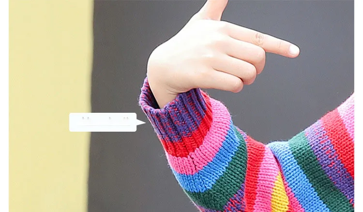 Teenage Kids Sweaters for Girls Clothes Winter Rainbow Striped Long Sleeve Girls Knitwear Girls Pullover Sweater 10 12 14 Year