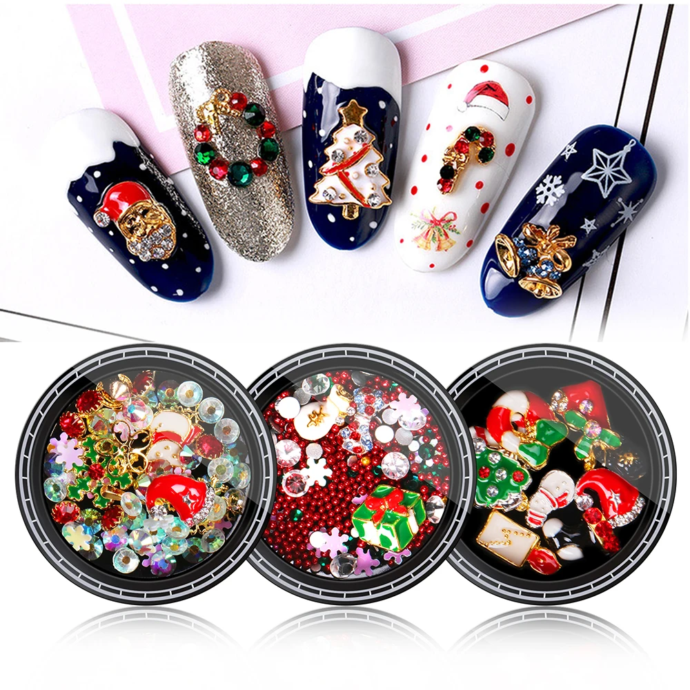1 коробка Рождественские Цветные Стразы для ногтей 3D хрустальные камни для украшения ногтей Diy Дизайн Маникюрные бриллианты