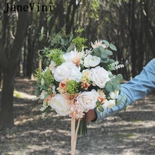JaneVini великолепные летние свадебные букеты, свадебные цветы для подружек невесты, искусственные шелковые розы, уличные свадебные аксессуары для невесты