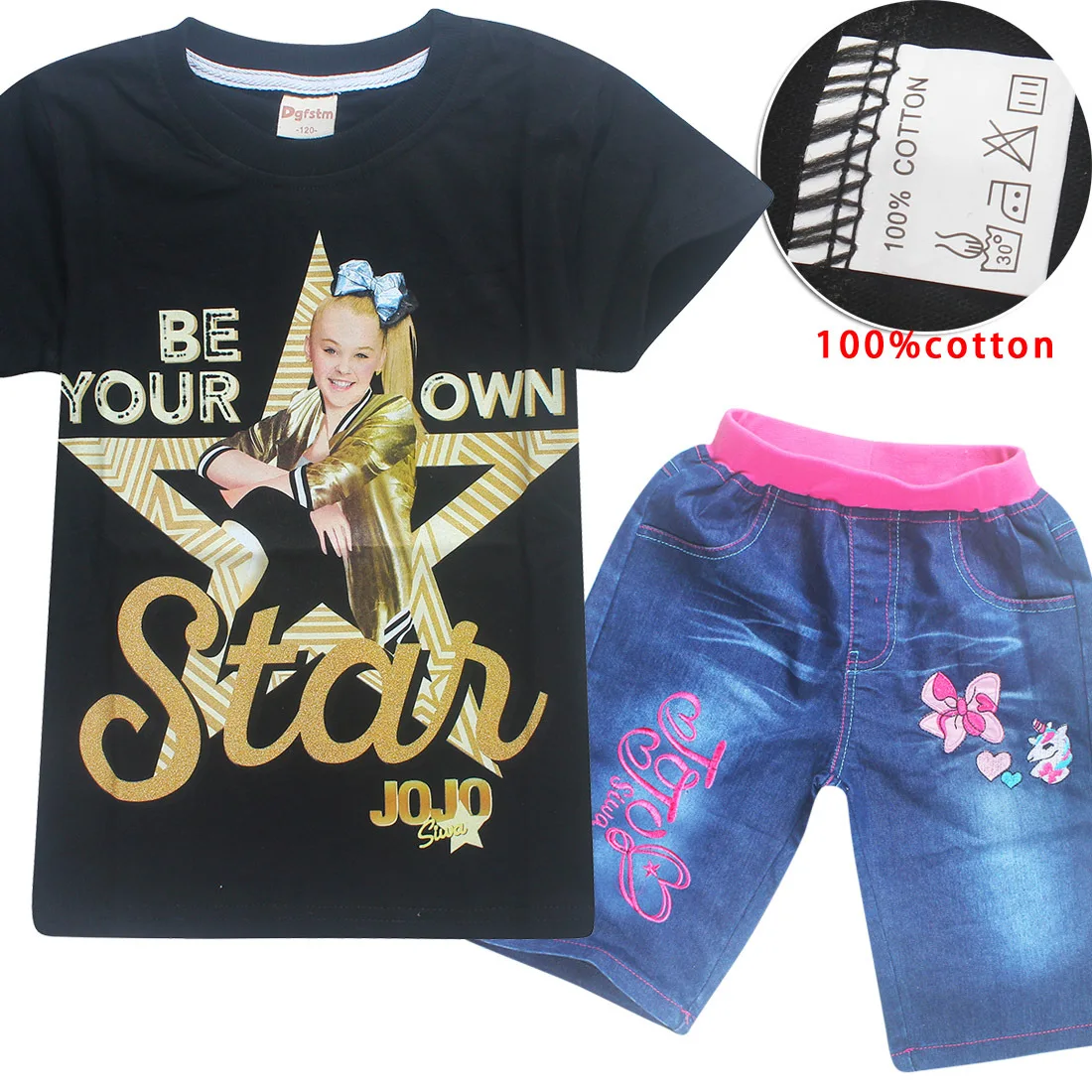 JOJO SIWA/Детские футболки хлопковые футболки для маленьких девочек комплекты с короткими рукавами для мальчиков и девочек футболки Одежда для девочек 10-12 лет