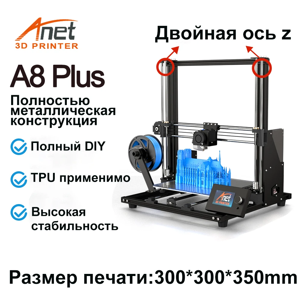 Набор для 3D-принтера Anet A8 Plus 3D-принтер сделай сам высокоточный экструдер и Hotend Reprap