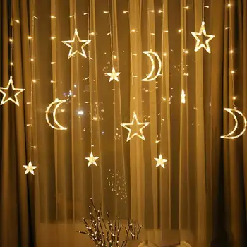 

LED Moon Star Christmas Neon Lights Outdoor Garland String Fairy Curtain Light For Home Holiday Wedding Party Decorations