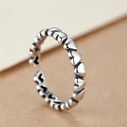 Романтическое любящее сердце ретро Тайское Серебро 925 пробы женские кольца на палец ювелирные изделия для женщин открытое свадебное