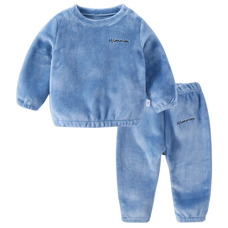 

2021 New Winter Pajamas Set Kids Baby Boys&Girls Thicken Flannel Toddler Child Warm Sleepwear Children Homewear Suit 2-10Y