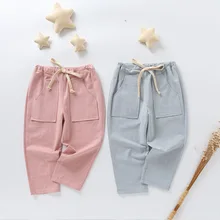 Детские штаны для девочек осенние повседневные Детские однотонные штаны на гусеничном ходу, хлопок, для детей от 3 до 8 лет