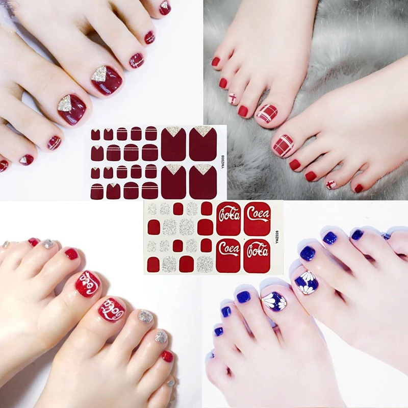 1 Sheet Korean Sticker Full Cover Toe Nail Art Glitter Stickers Stripe Red Tips Sparkling Foot Decals Environmental Manicure
1 Sheet Korean Sticker Full Cover Toe Nail Art Glitter Stickers Stripe Red Tips Sparkling Foot Decals Environmental Manicure