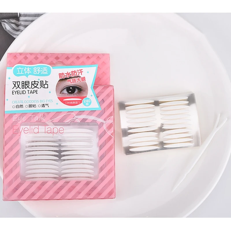 Natural 240pcs Eyelids Stickers Double Side Self-Adhesive Natural Invisible Double Eyelid Tape Easy to Use