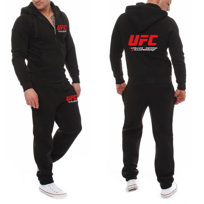 black-red Мужской спортивный костюм на молнии, комплект из 2 предметов, спортивный костюм для бега, толстовка с капюшоном, куртка+ брюки, спортивные штаны, мужской спортивный Спортивный костюм, комплект - Цвет: black-red