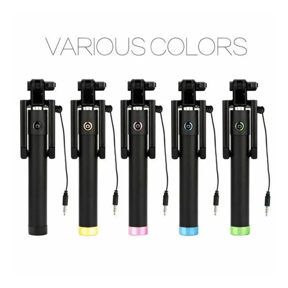 Venta caliente 360 grado 3,5mm cable remoto extensible palo de autofotos con obturador móvil portátil palo Selfie para teléfono portátil para teléfono J9jOdYrB7