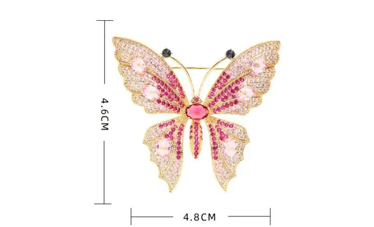 Сияющий розовый желтый кубический цирконий Бабочка Броши для женщин broche аксессуары mujer, роскошный кристалл брошь булавки ювелирные изделия