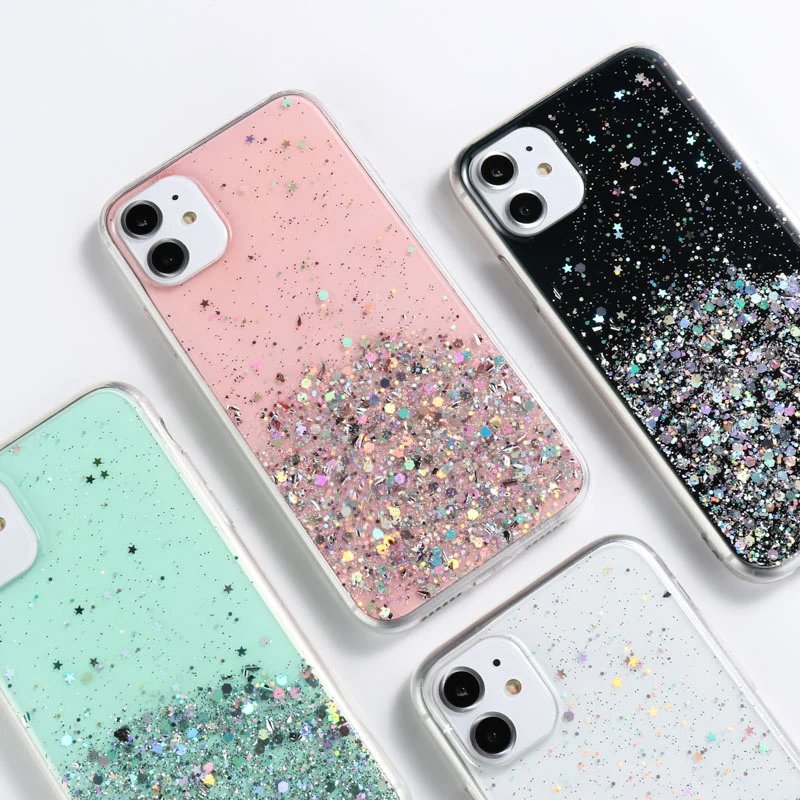 Звездный эпоксидный чехол для телефона iPhone 12 11 Pro Max мини чехлы на XR XS X 6 6S 7 8 Plus SE 2020