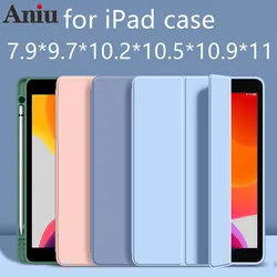 Funda inteligente con Portalápices para iPad, carcasa para iPad Mini 6, 2021 Pro, 11, 10,5, 9,7, 2018, 2017, Air 4, 10,9, 2020, iPad 9, 10,2 pulgadas, 7 ° y 8 °