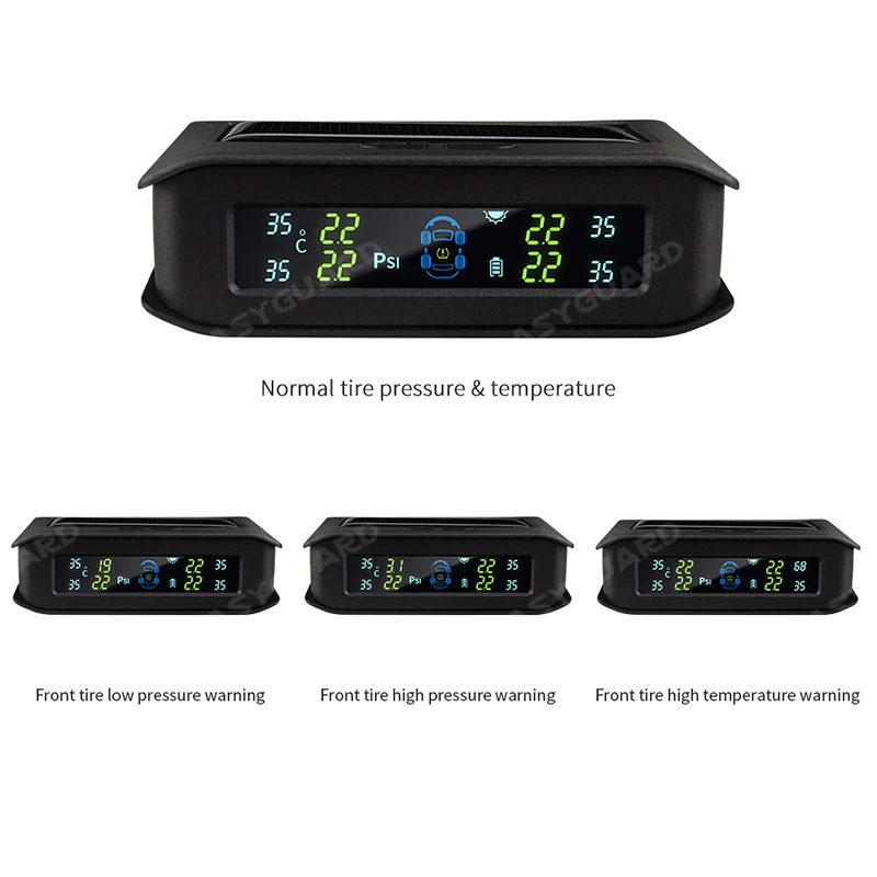 EASYGUARD автомобильный TPMS с солнечной панелью дисплей 0-3.5bar/0-50PSI PSI или бар DC12V(внешний датчик T168W