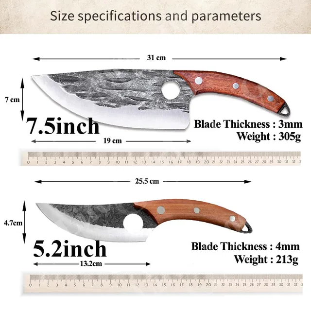 Konyhai Kések Beállított Kovácsolt Húst Hasított Kés Professzionális Séf Késkészlet Táskákkal Saedless Acél Zöldségvágó Szeletelő - Image 3