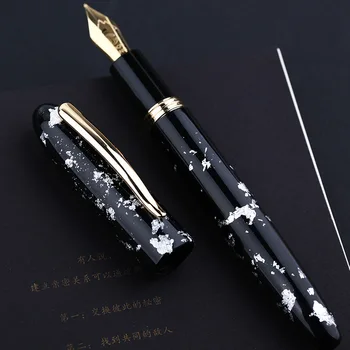 

New Moonman M8 Handmade Resin Celluloid Fountain Pen Beautiful Metal Foil Patterns Fine Nib with Converter Fashion Writing Gift