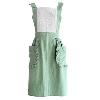 

Adult Women Waterproof Kitchen Oil Proof Apron Cooking Milk Tea Coffee Shop Living Room Overalls
