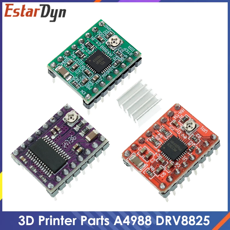Запчасти для 3D-принтера A4988 DRV8825 Драйвер шагового двигателя с радиатором SKR V1.3 1 4 GTR