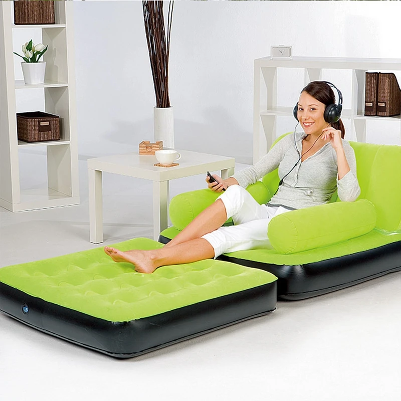5 in 1 Outdoor Home Garden Inflatable One Seat Sofa Bed Camping Chairs Air Sofa Bed Blow UP Lounger