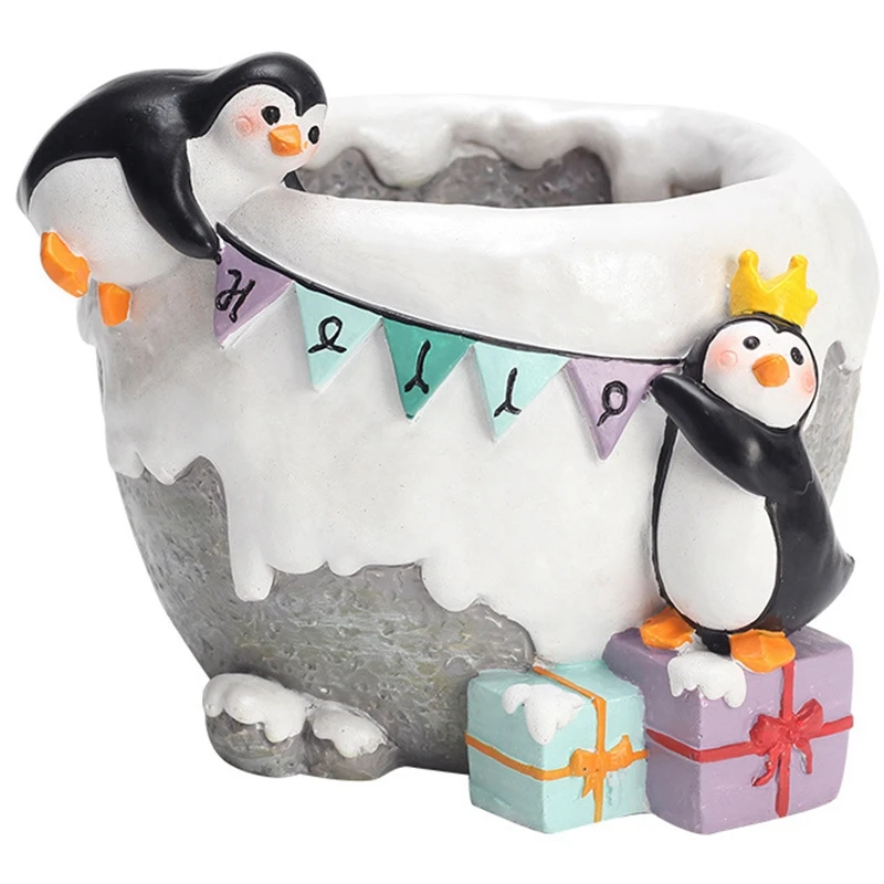 

Cartoon Antarctic Penguins Series Succulents Flower Pot Gardening Planters Cactus Succulent Flower Home Decoration Pen Holder