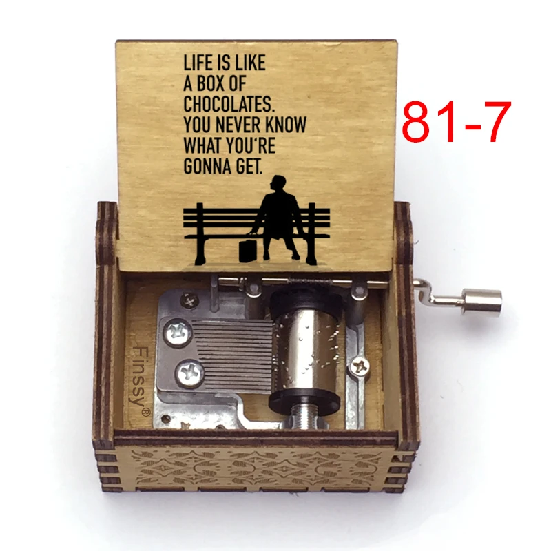 Wooden Forrest Gump Music Box Color Print Handed Musical Box Gift New Year Christmas Birthday Movie Fans Home Decor