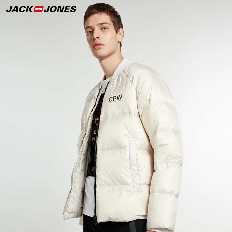 JackJones мужские осенние и зимние утолщенные Бейсбольный воротник короткий пуховик | 218412544