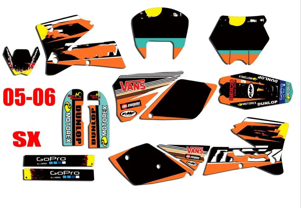 Новый дизайн для KTM 2006 SX 2005 Бесплатные Индивидуальные графические наклейки