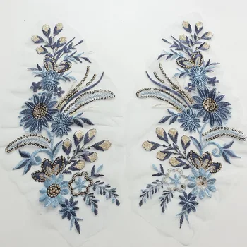 

New Product 2pcs/Set Flower Embroidery Patches Sticker for Clothes Patches Applique Embroidery Flower Patches Sew on Decor 20*40