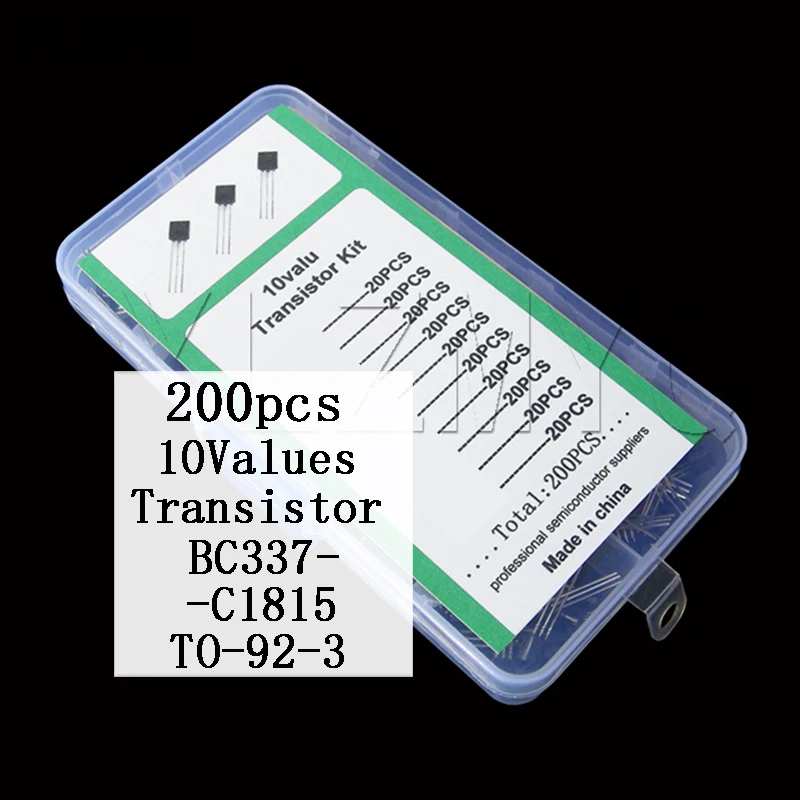 Transistor box Set BC327 BC337 2N2222 2N2907 2N3904 2N3906 S8050 S8550 A1015 C1815 Diode Assort Mix Pack 10Values*20pcs=200pcs