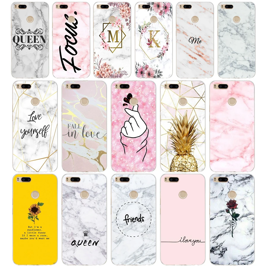 059Fg Cartoon Letter Queen & Boss Coppie Custodia Morbida In Silicone Tpu In Marmo Lucido Per Xiaomi Redmi Mi 8 A1 A2 Lite