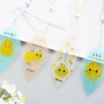 

Cute Kawaii Lemon Leaf Vein Bookmark Small Fresh Pendant Creative Student Stationery Gift