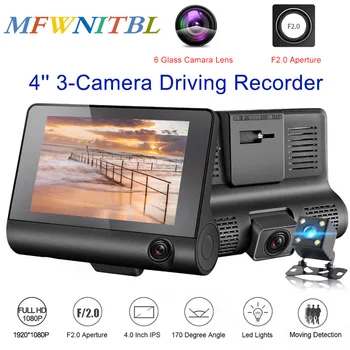 

LTBFM Car DVR 3 way Cameras Lens 4.0 Inch Car DVR Camera Video Recorder Rear View Auto Registrator Dash Camera Dual Lens