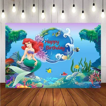 

photography Backdrop Little Mermaid Background Under Seabed Caslte Corals Ariel Princess Cartoon Birthday Party Photo Prop