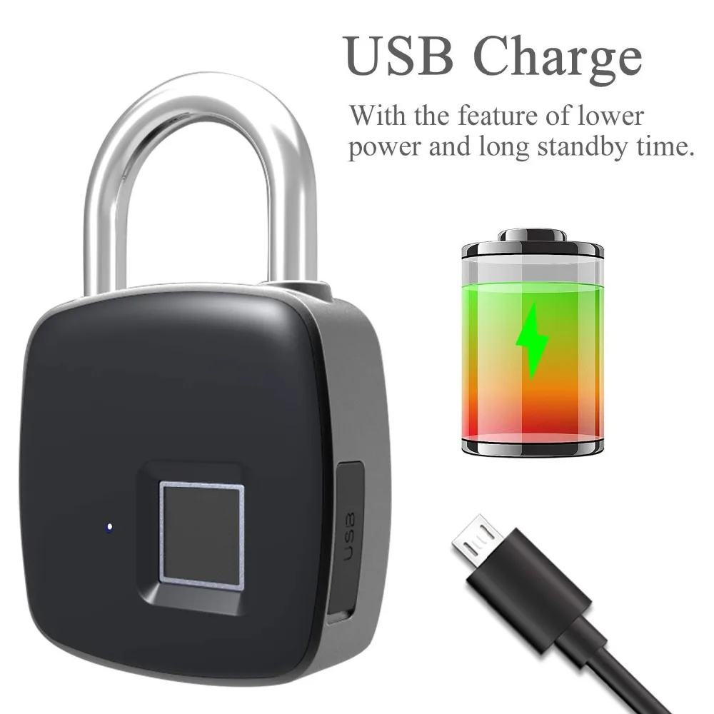USB Перезаряжаемый смарт замок без ключа IP65 Водонепроницаемый Противоугонный замок безопасности дверной багажный чехол умный модуль