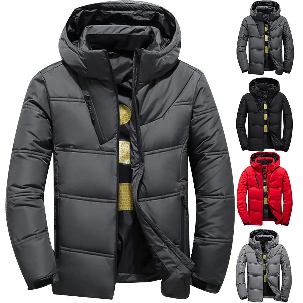 

2019 mens winter parkas Solid Color Zipper Men Casual Hooded Parka Mens Coats Jackets Outdoor Sports Parka Coat Men's Jacket
