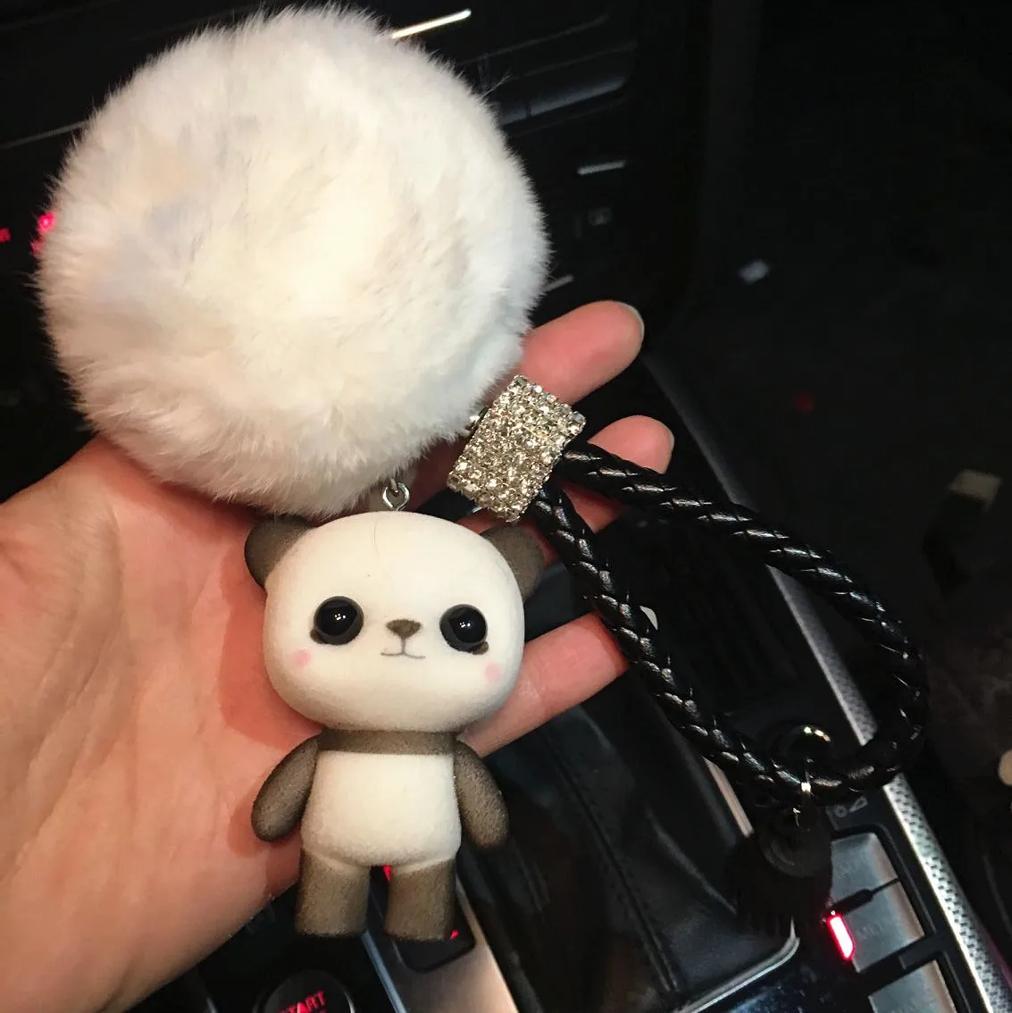 Cartoon doll car key fob pendant cute Korean creative couple key pendant men and women key ring rabbit hair