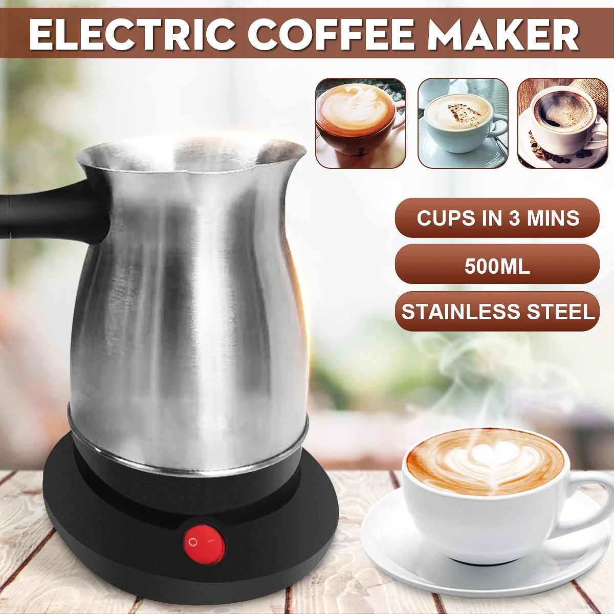 

600W 220V Coffee Machine 304 Stainless Steel Turkey Coffee Maker Electrical Coffee Pot Coffee Kettle For Home Office