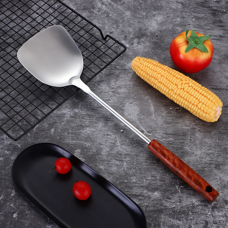 Anti-scald Long Handle Cooking Cookware Stainless Steel Cooking Turner Shovel Spatula Kitchen Tool for Non-stick Pan Rice Spoon - Color: Shovel