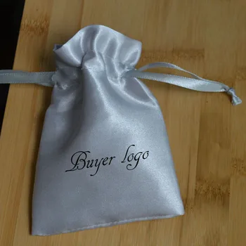 

Gray Silk Stain Gift Bag 8x10cm 9x12cm 10x15cm 12x17cm custom logo Jewelry Drawstring Pouches